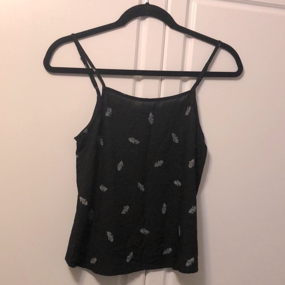 Black Tank Top w/ White Feathers l SIZE 2 - Picture 4 of 4